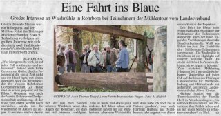 Rohrborn Zeitungsartikel Thüringer Allgemeine Waidmühle Besuch Mühlenverein