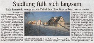 Zeitungsartikel Siedlung füllt sich langsam Thüringer Allgemeine Rohrborn neues Wohngebiet