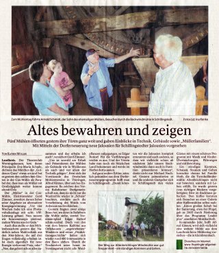 Zeitungsartikel Mühlentag 2011 Rohrborn