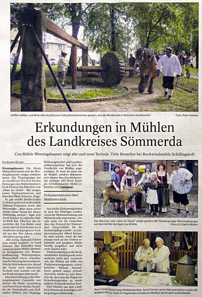 Zeitungsartikel Rohrborn Mühlentag 2013